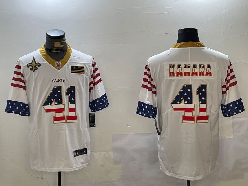 Men New Orleans Saints #41 Kamara White National Flag 2024 Nike Limited NFL Jersey style 4->youth nba jersey->Youth Jersey